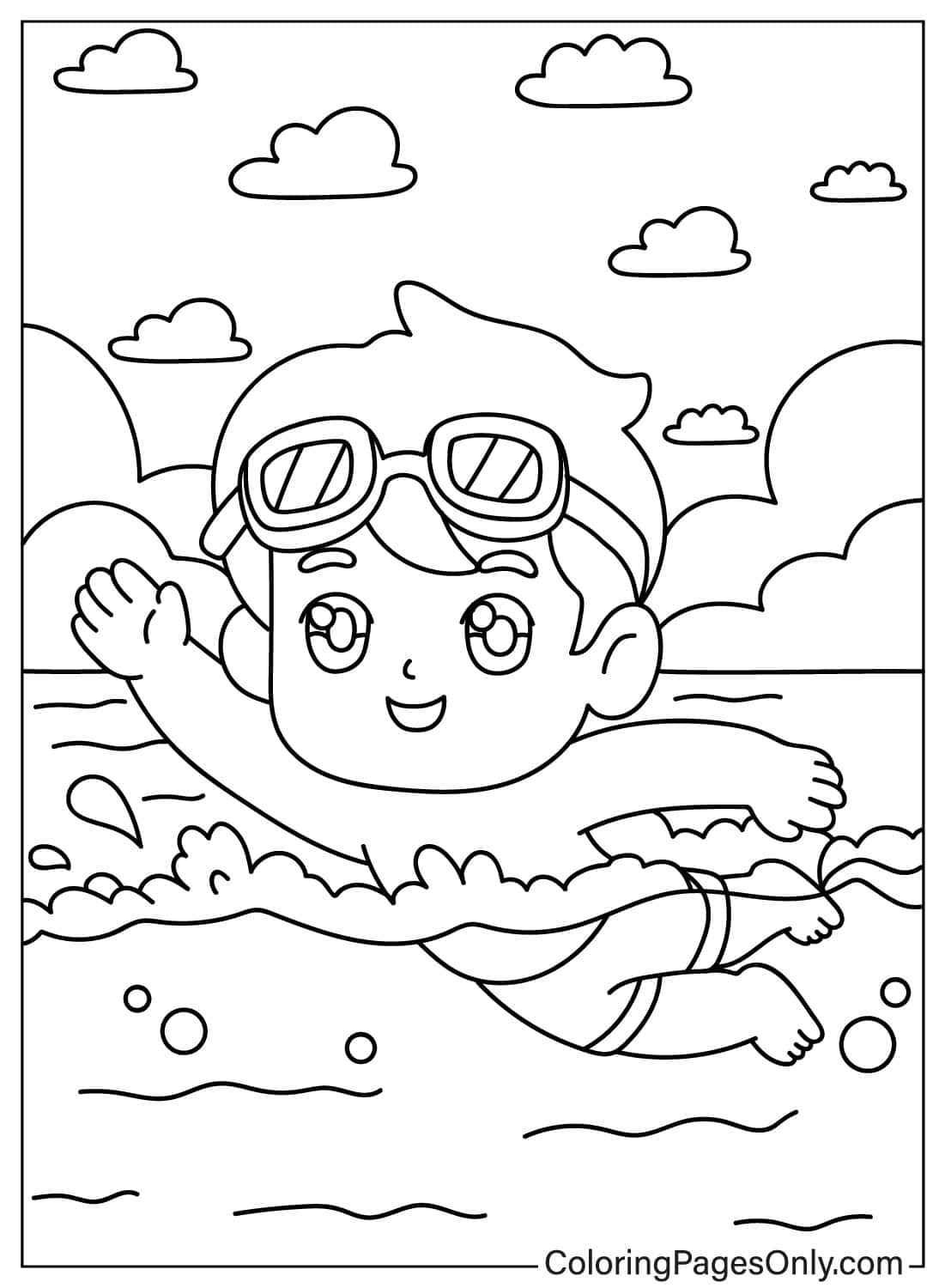 Coloring Swimming Cute Pages Swim Printable Bear Float Snake Bears 