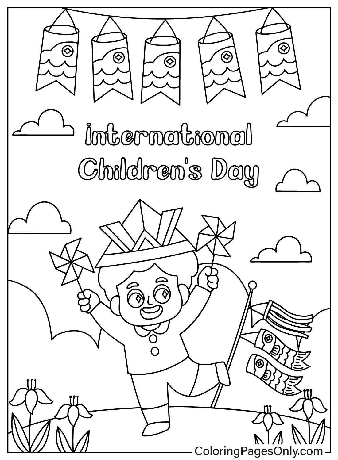 Милый мальчик с вертушкой в ​​День защиты детей из Дня защиты детей