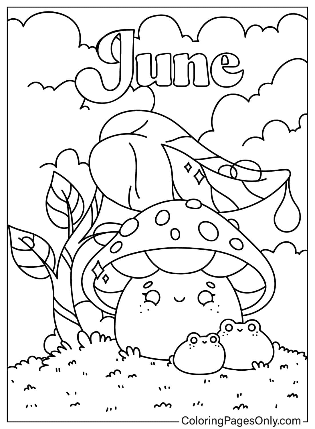 June with Cute Mushrooms and Frogs from June