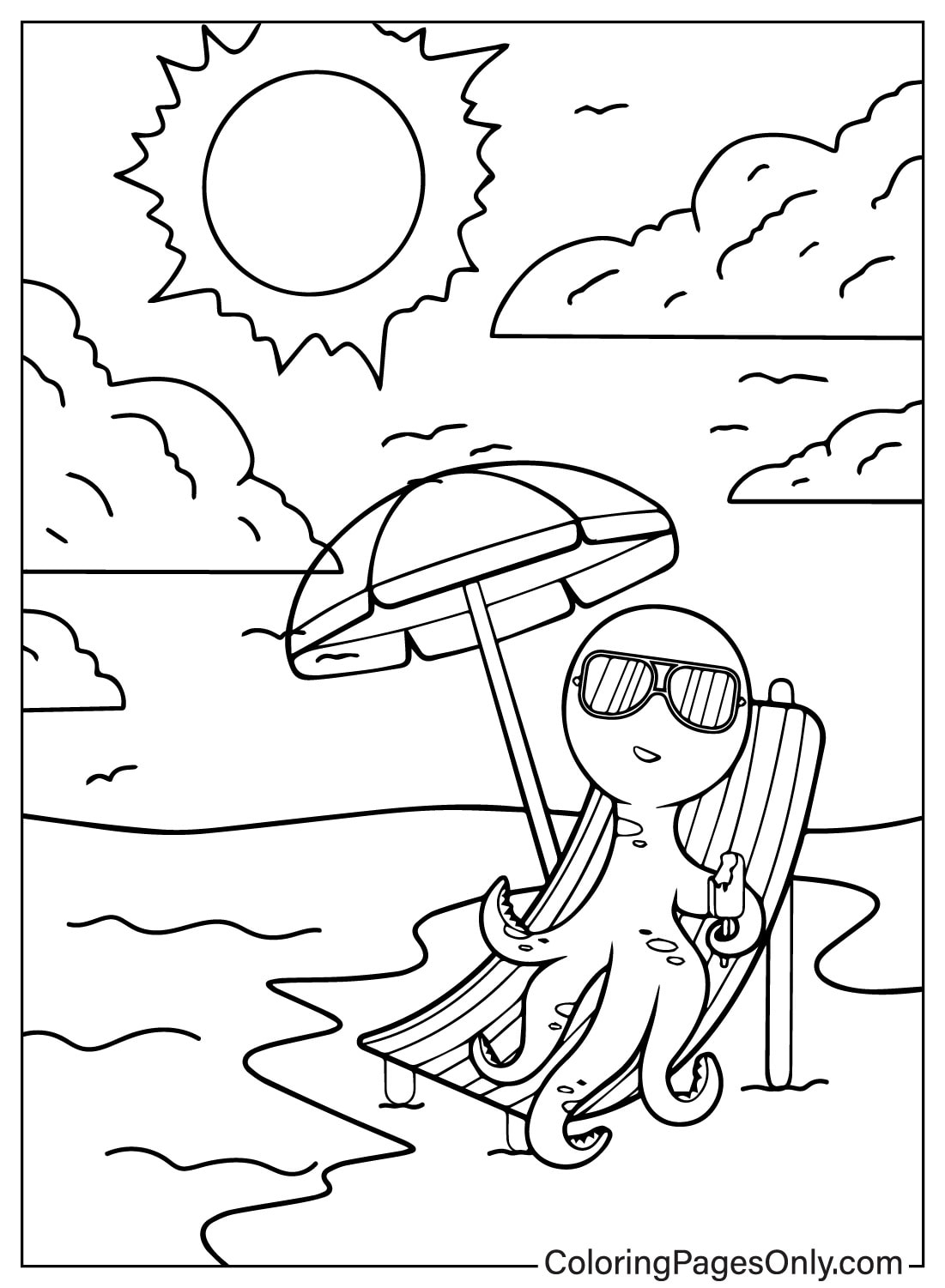 Осьминог отдыхает на пляже