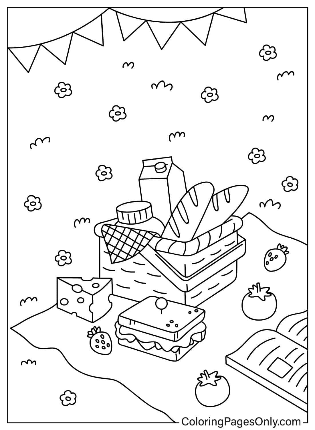 Picnic Food Free Printable Coloring Pages