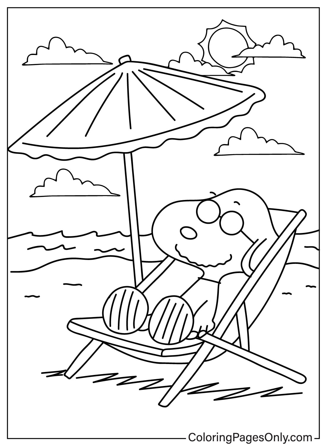 Snoopy descansando en la playa