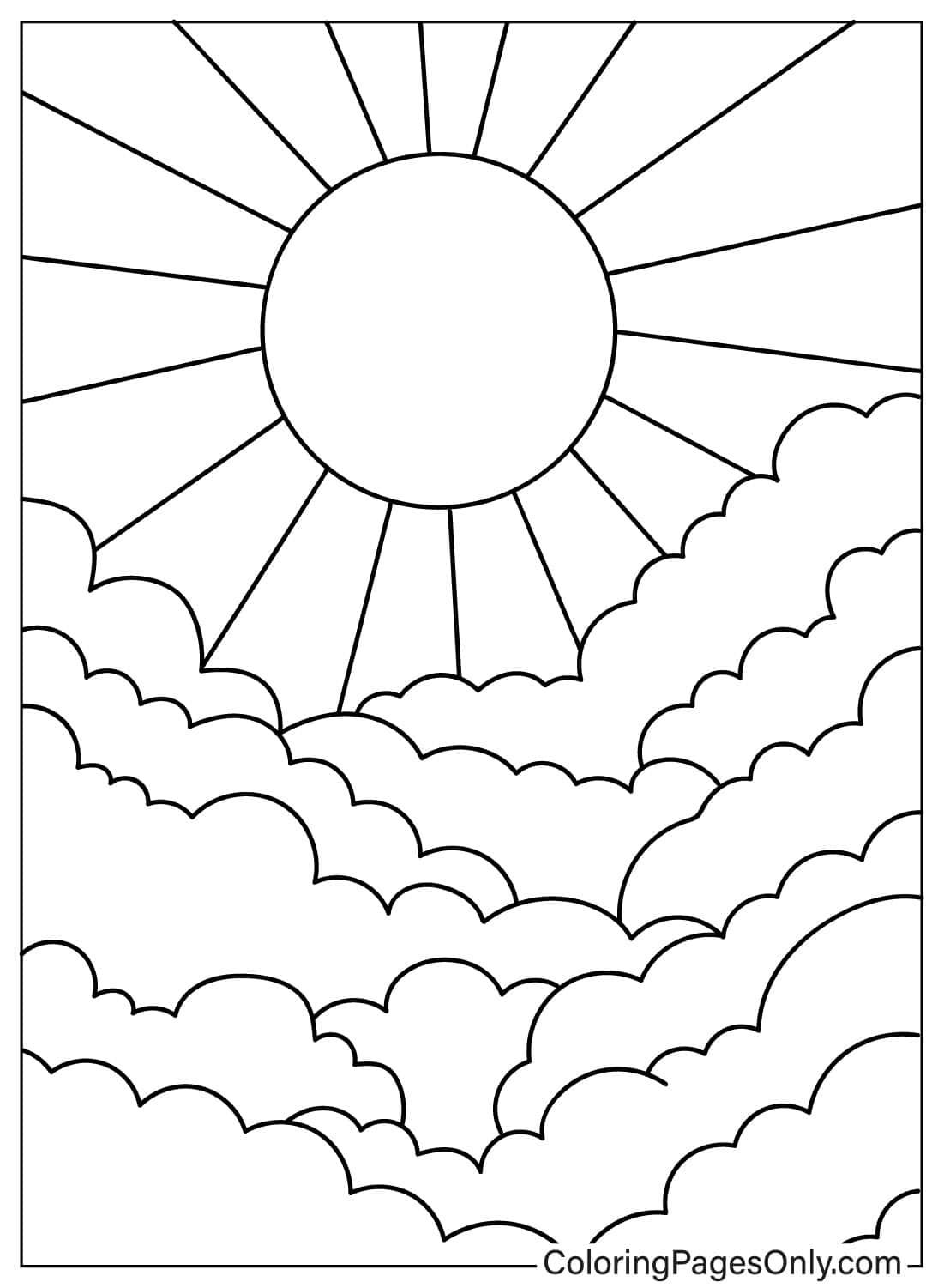 Sun with Clouds - Free Printable Coloring Pages