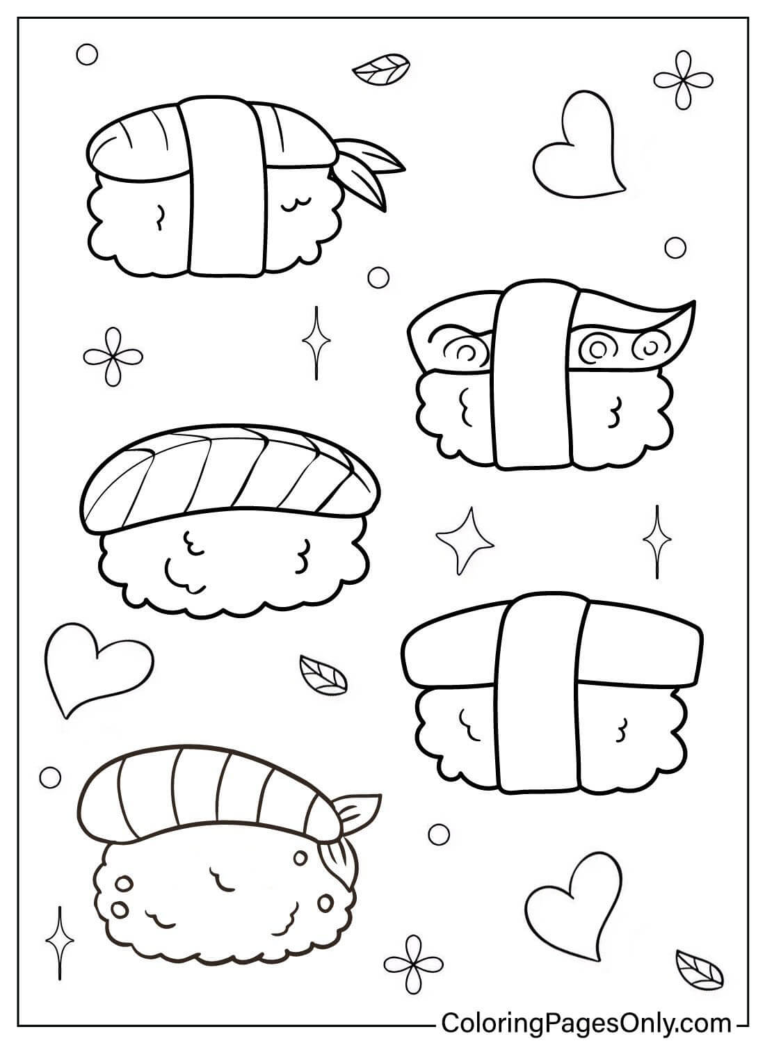 Sushi Nigiri - Free Printable Coloring Pages