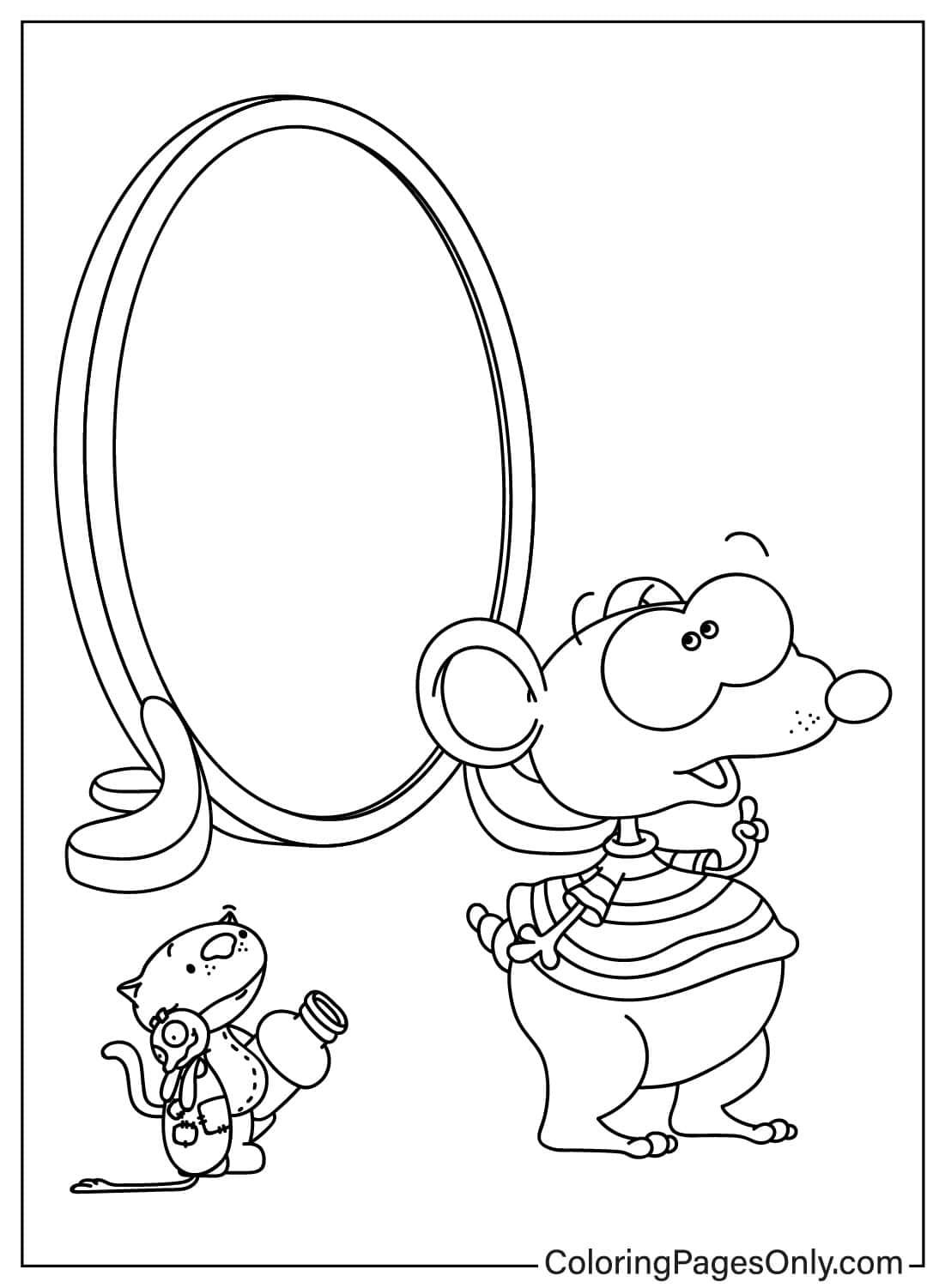 Toopy and Binoo with Mirror - Free Printable Coloring Pages