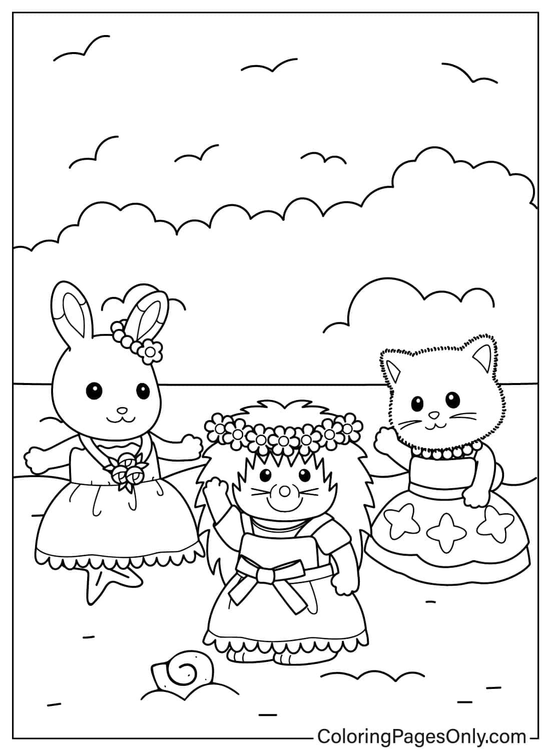 Calico Critters Dancing - Free Printable Coloring Pages