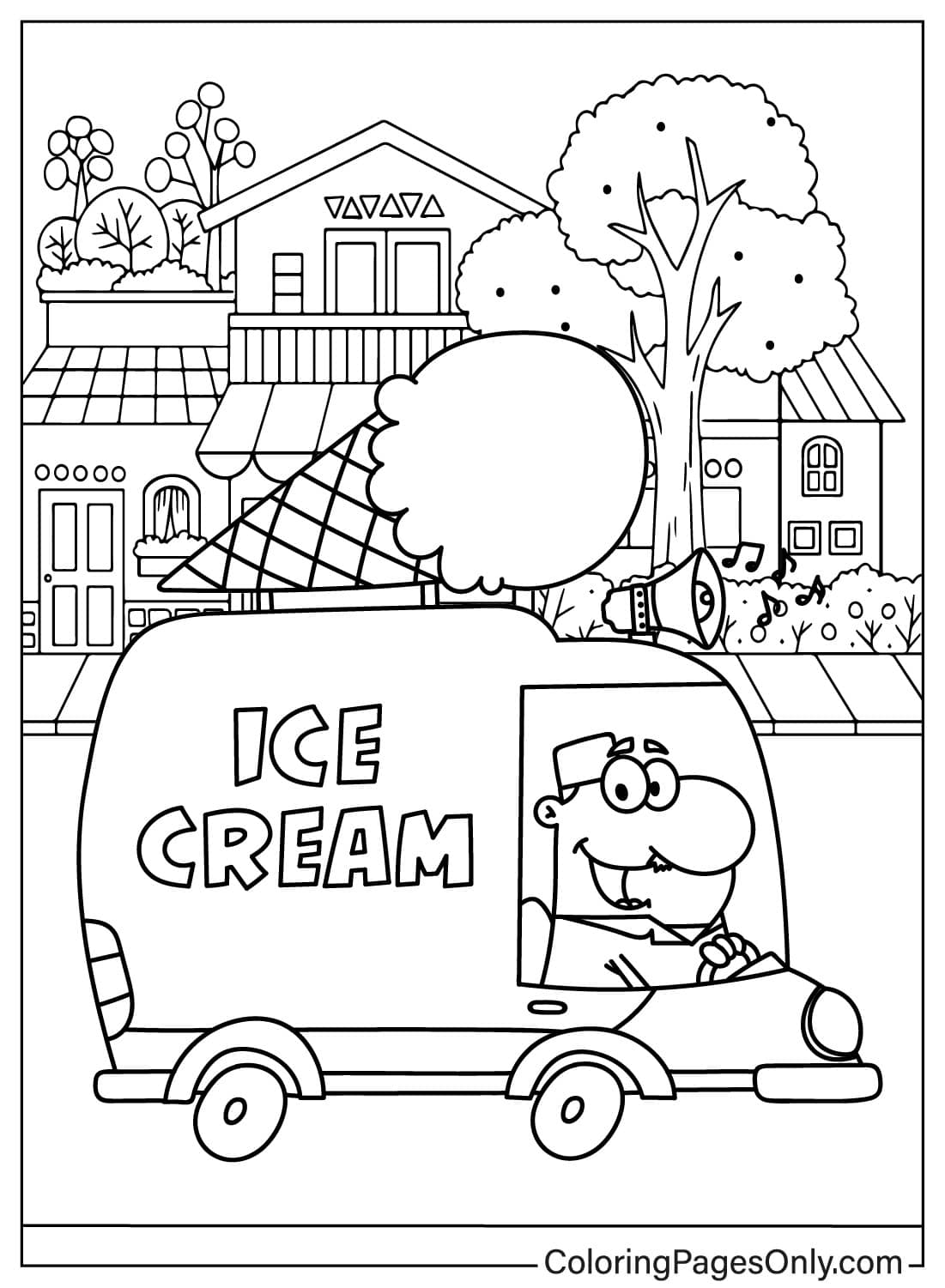 Cartoon Ice Cream Truck Royalty - Free Printable Coloring Pages