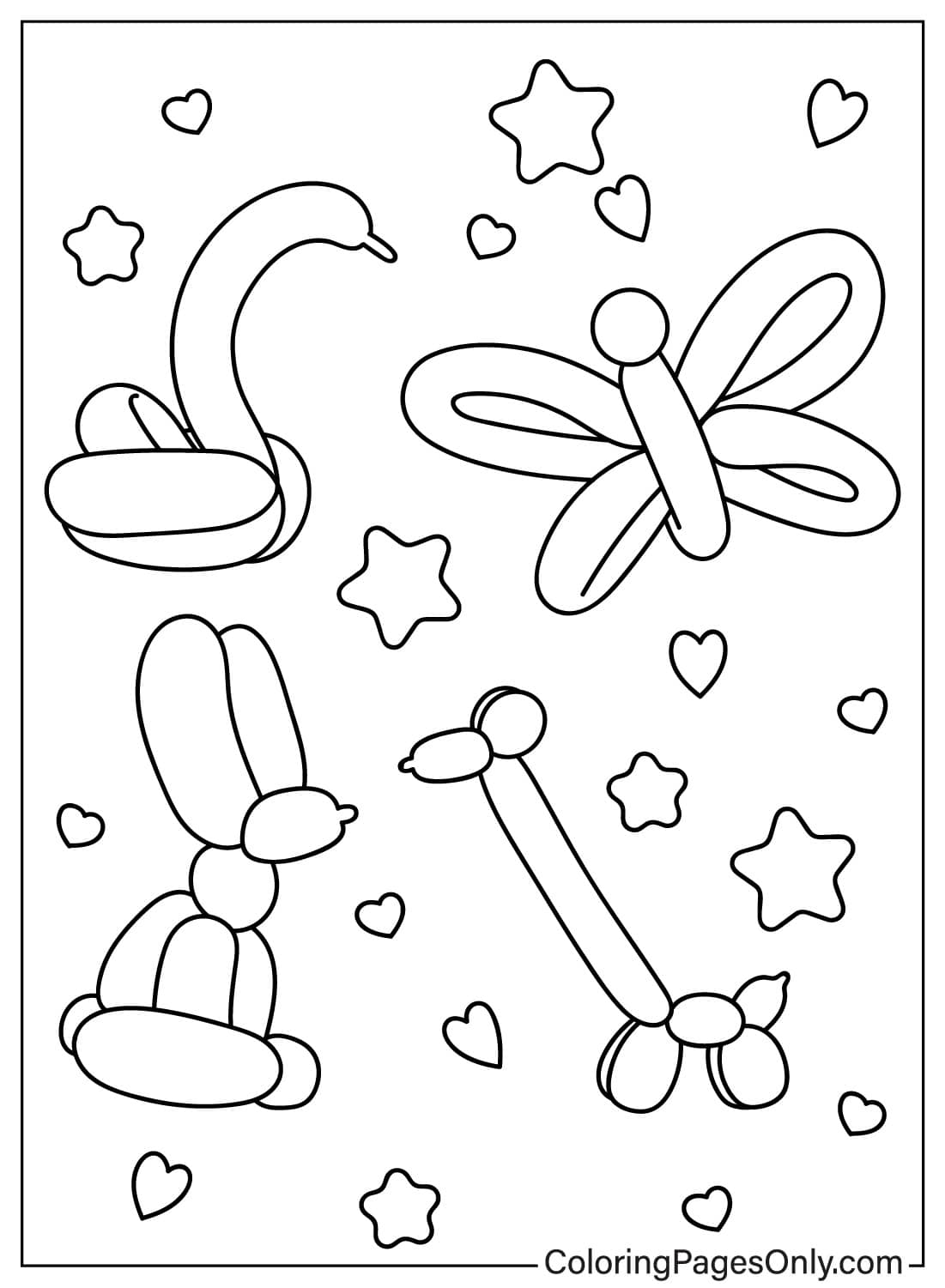 23 صفحة تلوين البالونات - ColoringPagesOnly.com