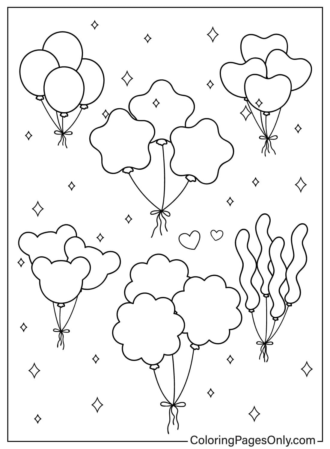 Cute and Colorful Decorative Balloons - Free Printable Coloring Pages