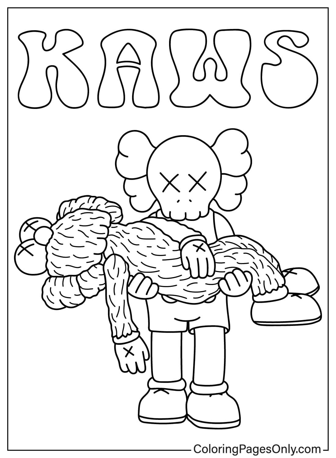 Kaws Companion And Elmo Free Printable Coloring Pages