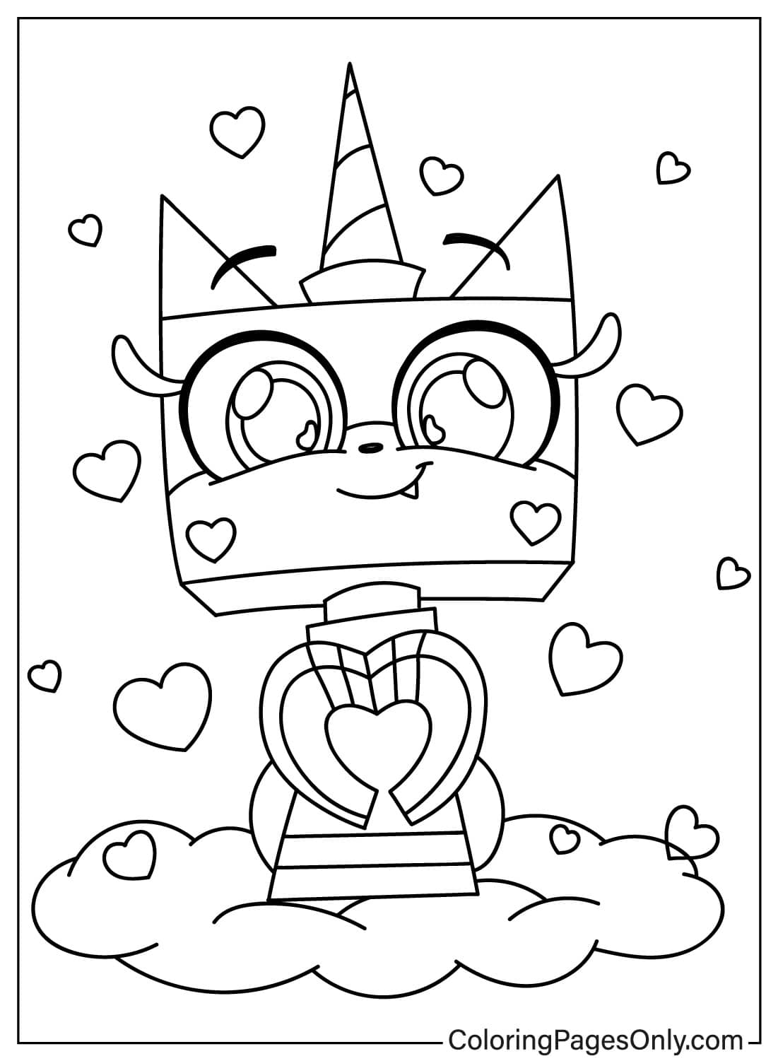 Princess Unikitty with Heart - Free Printable Coloring Pages