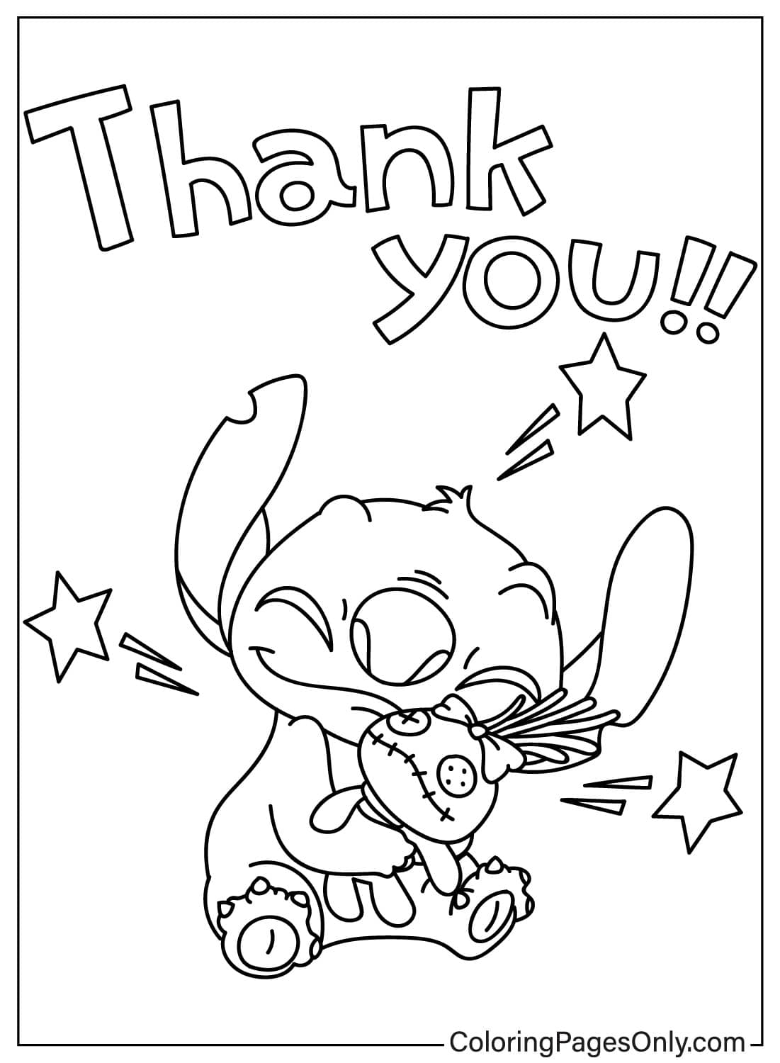 Stitch Thank You Free Printable Coloring Pages