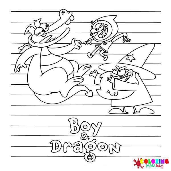 Boy & Dragon Coloring Pages