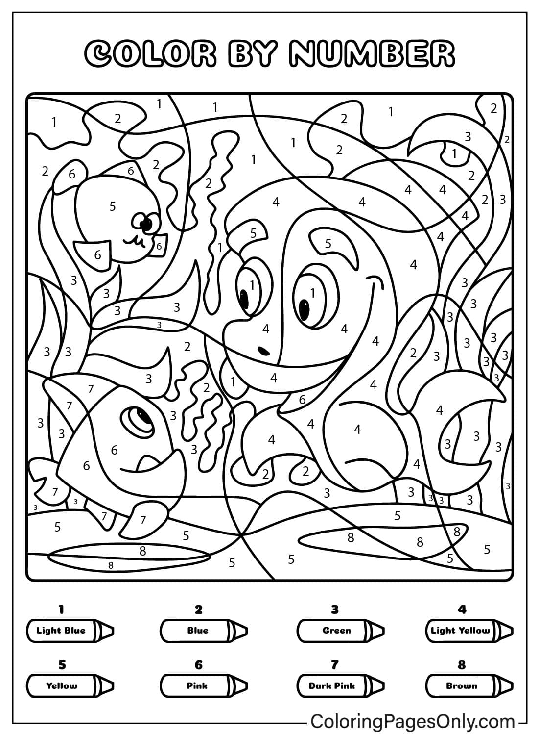 Color by Number Fish - Free Printable Coloring Pages