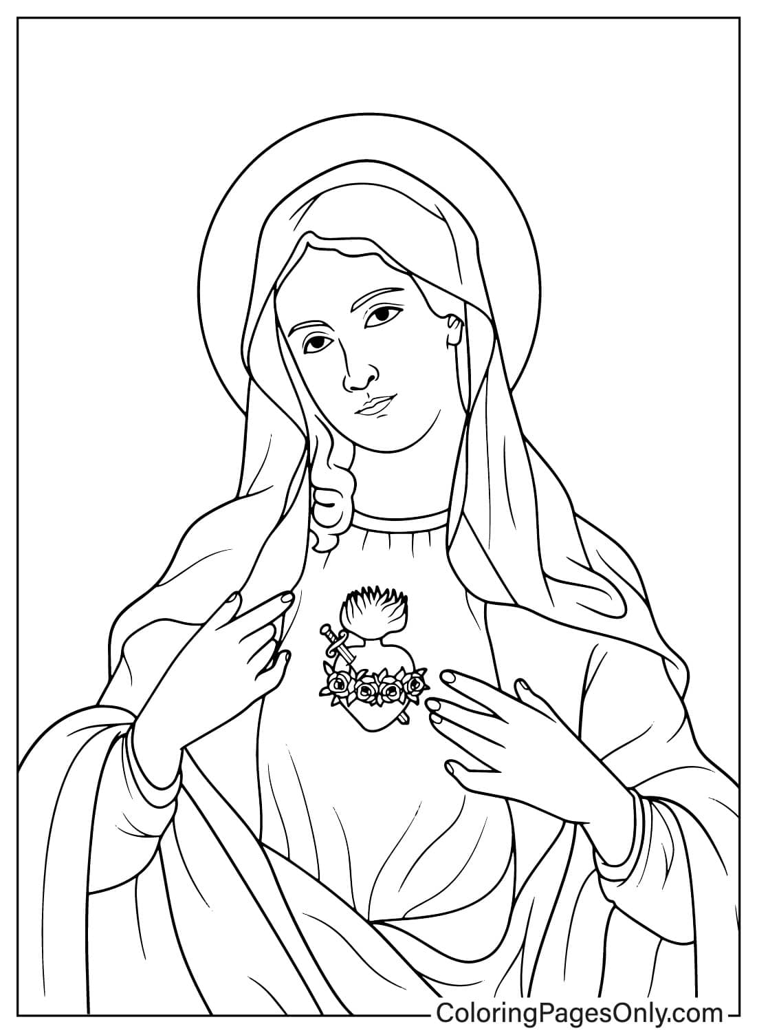 Immaculate Heart of the Virgin Mary - Free Printable Coloring Pages