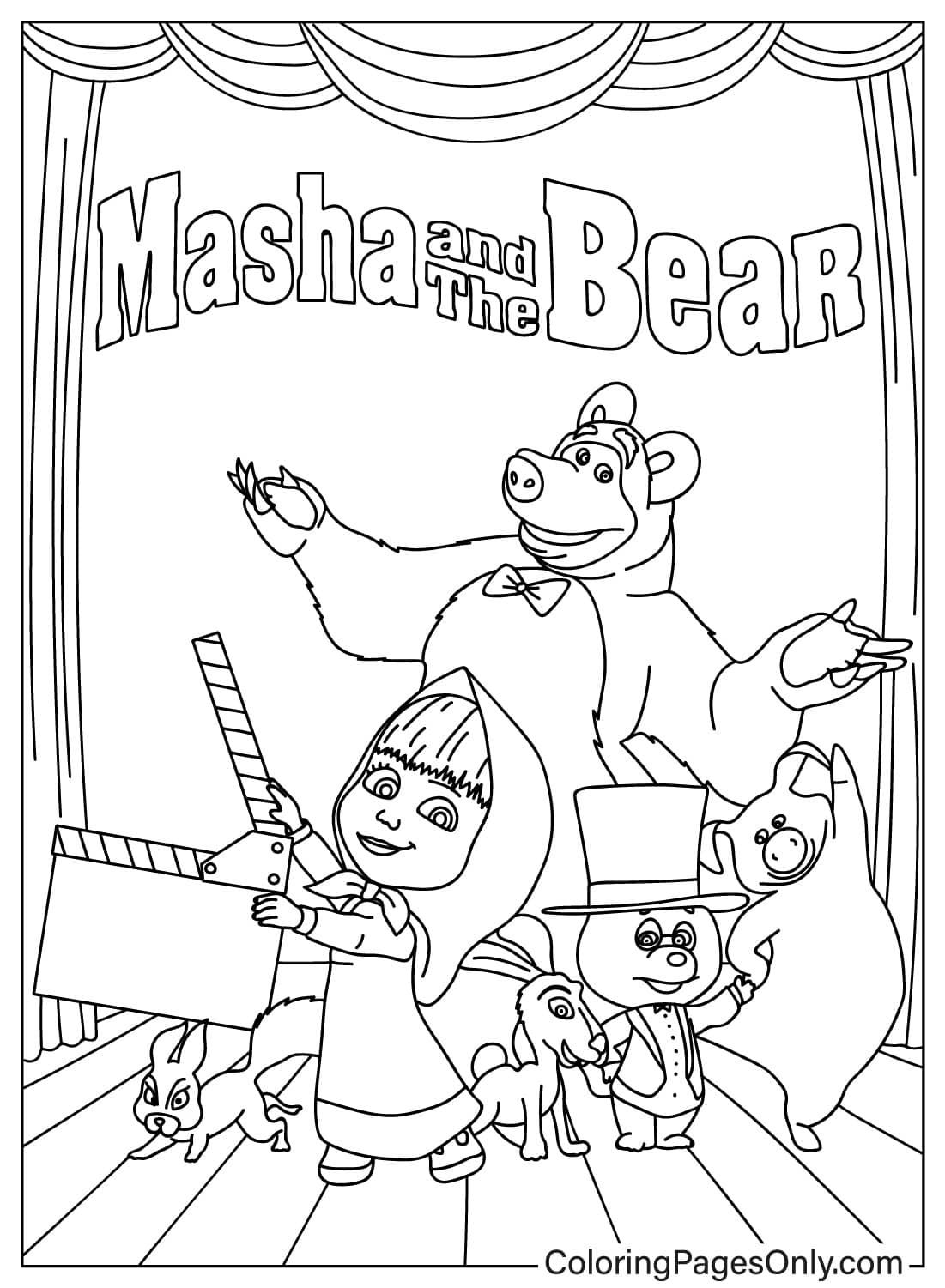 20 páginas para colorear de Masha y el oso - ColoringPagesOnly.com