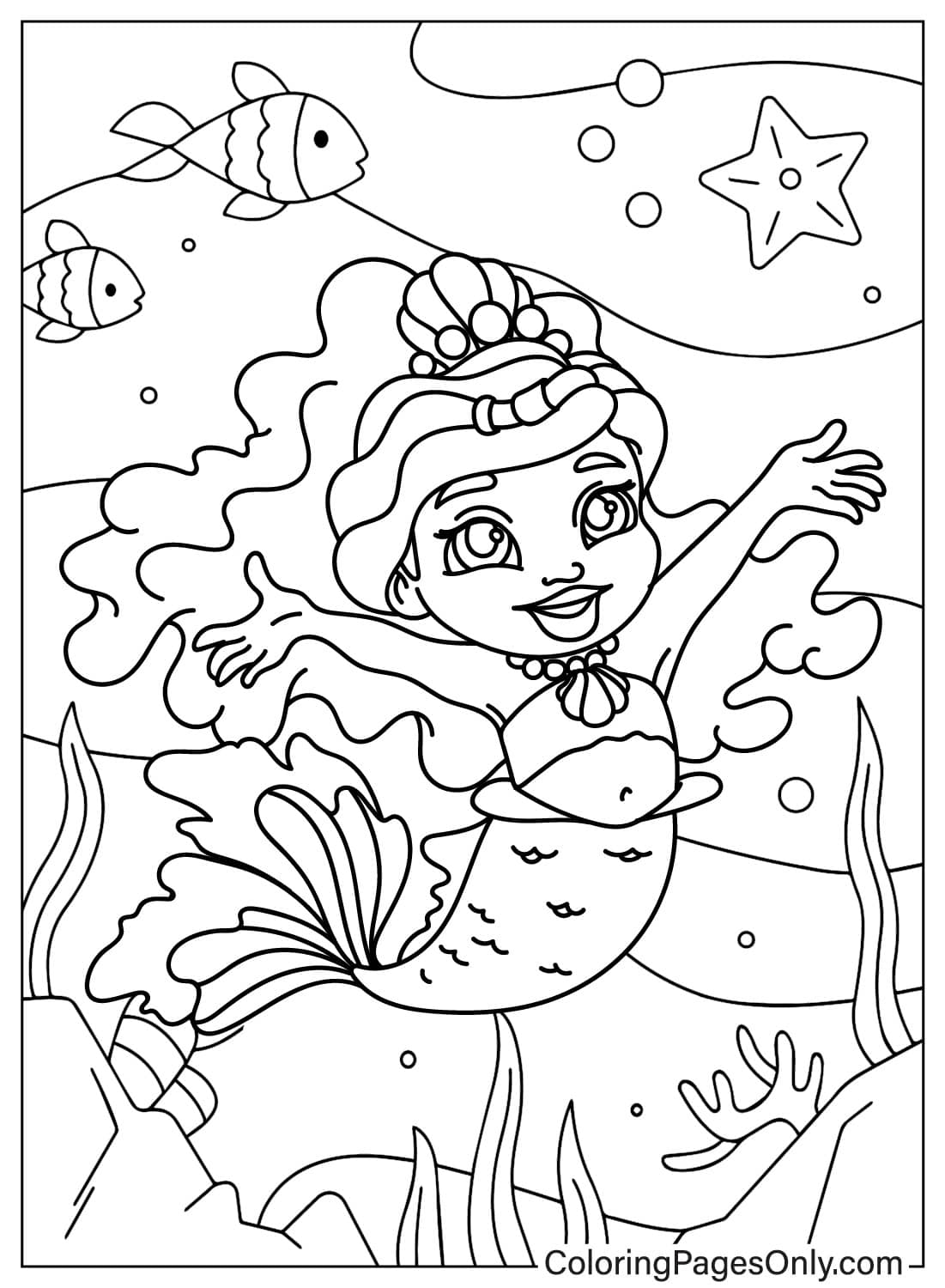 Princess Ariel Free Printable Coloring Pages