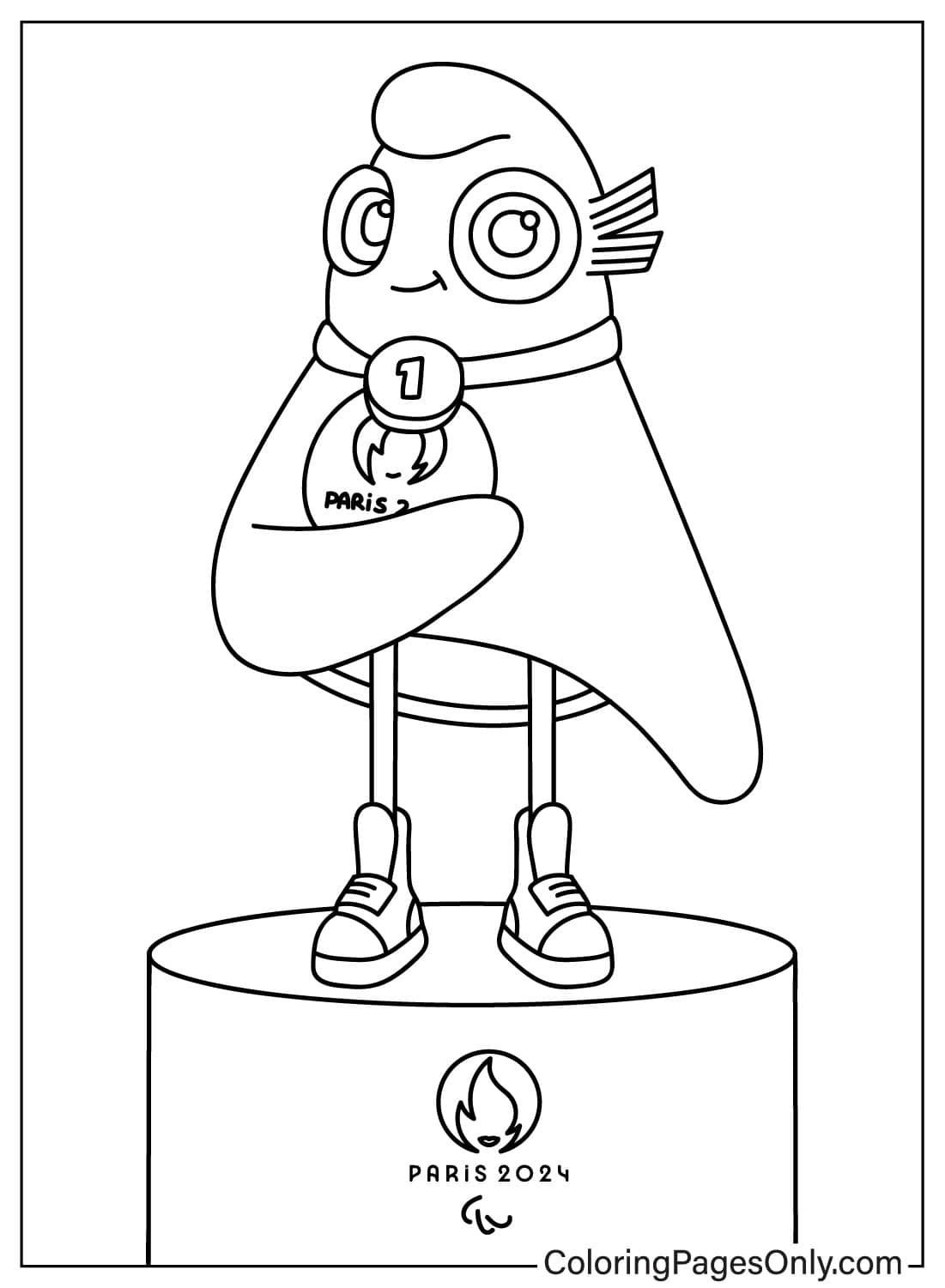 2024 Olympic Mascot Receives Medal Free Printable Coloring Pages