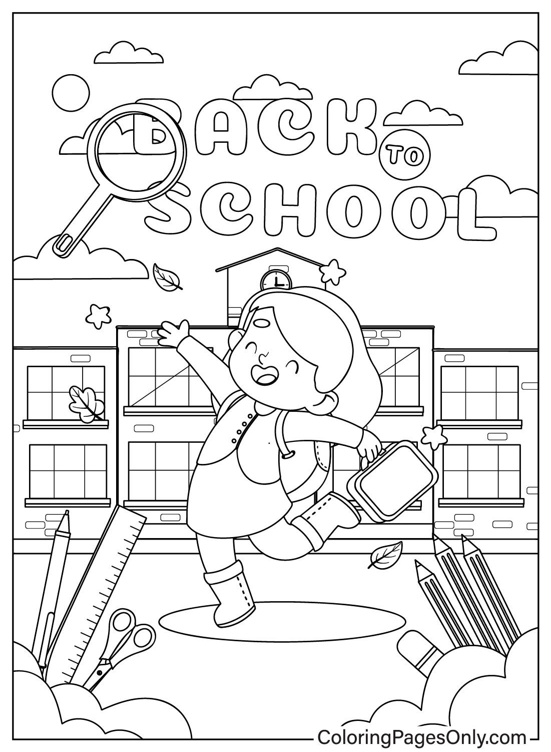 Back to School and Happy Student - Free Printable Coloring Pages