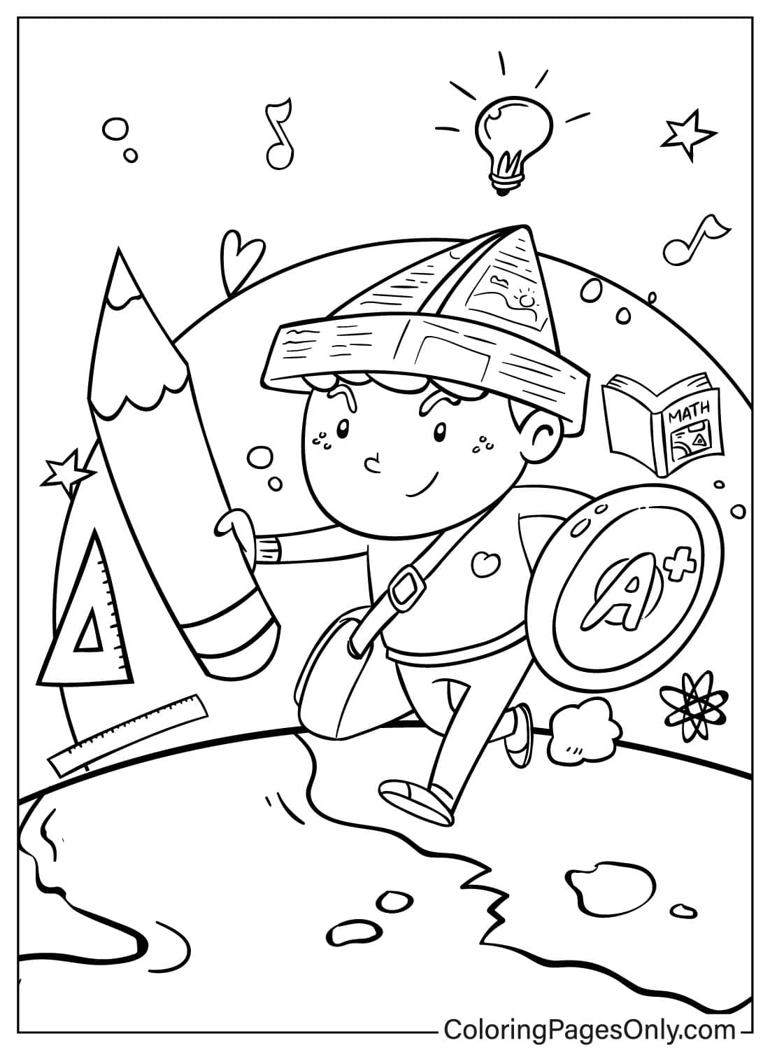 Boy On First Day Of School Free Printable Coloring Pages