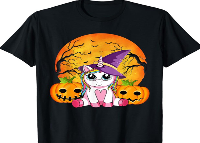 Decorating A Halloween Unicorn T-Shirt