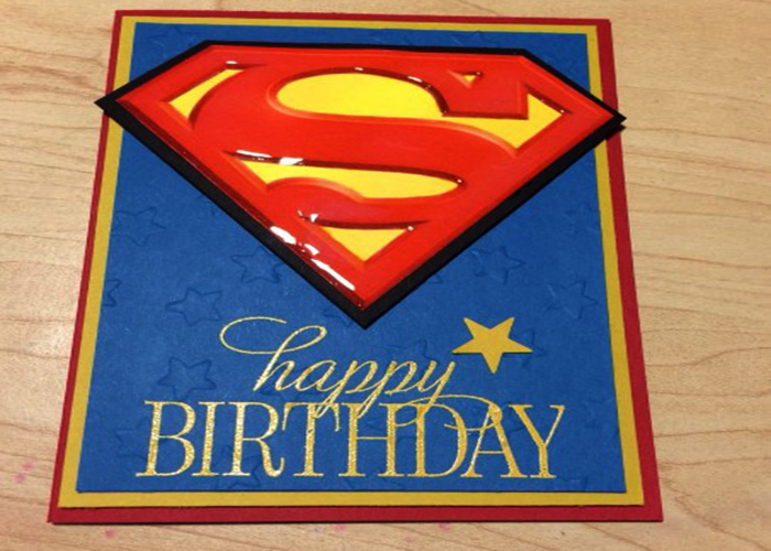 Decorating A Superman Birthday Card