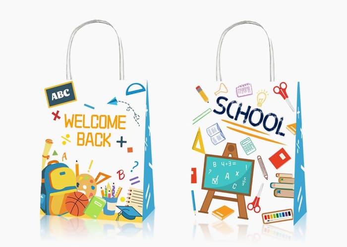 Decorating Paper Bags with Back to School Coloring Pages 