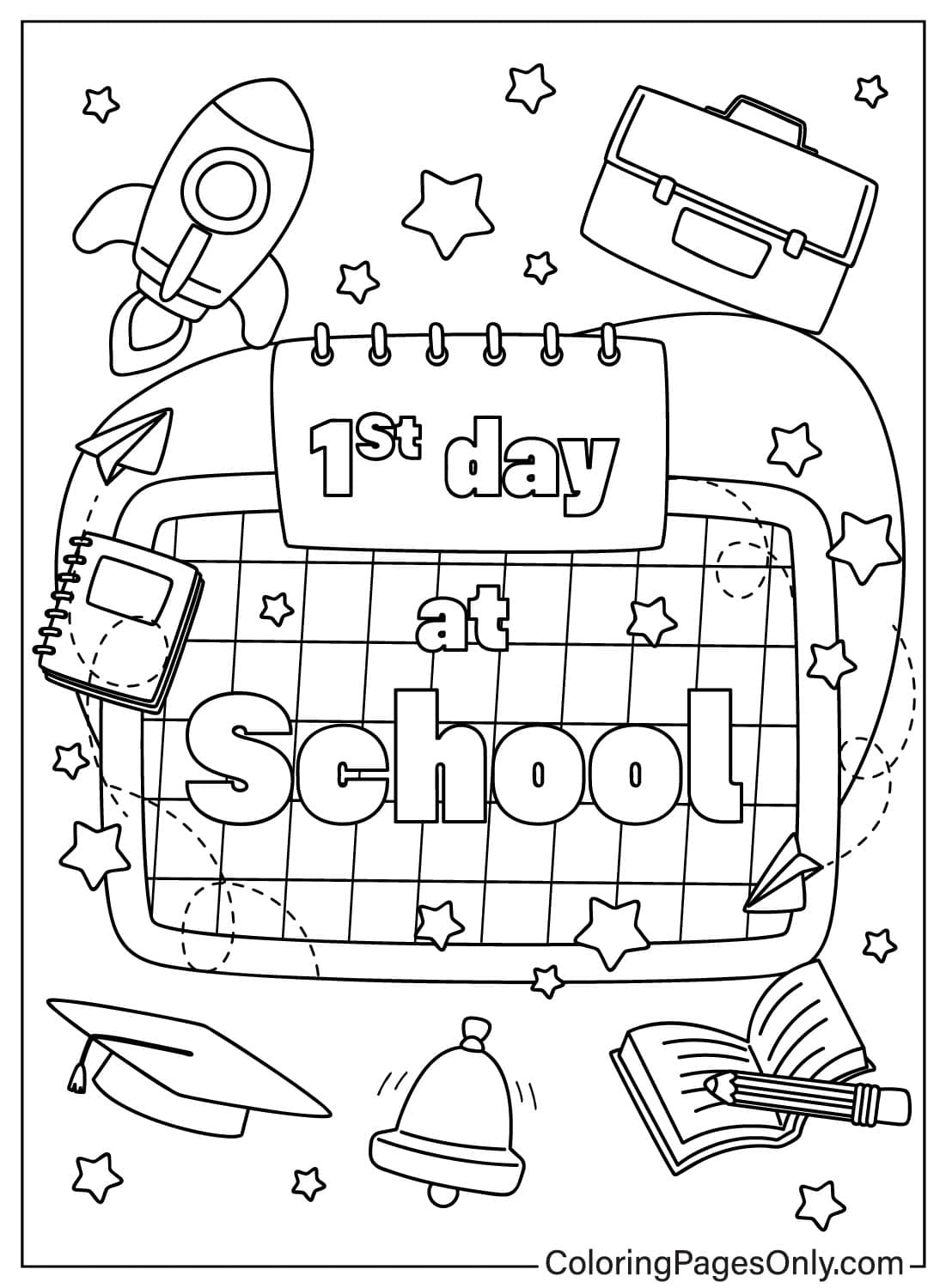 First Day Of School 1st Grade Free Printable Coloring Pages