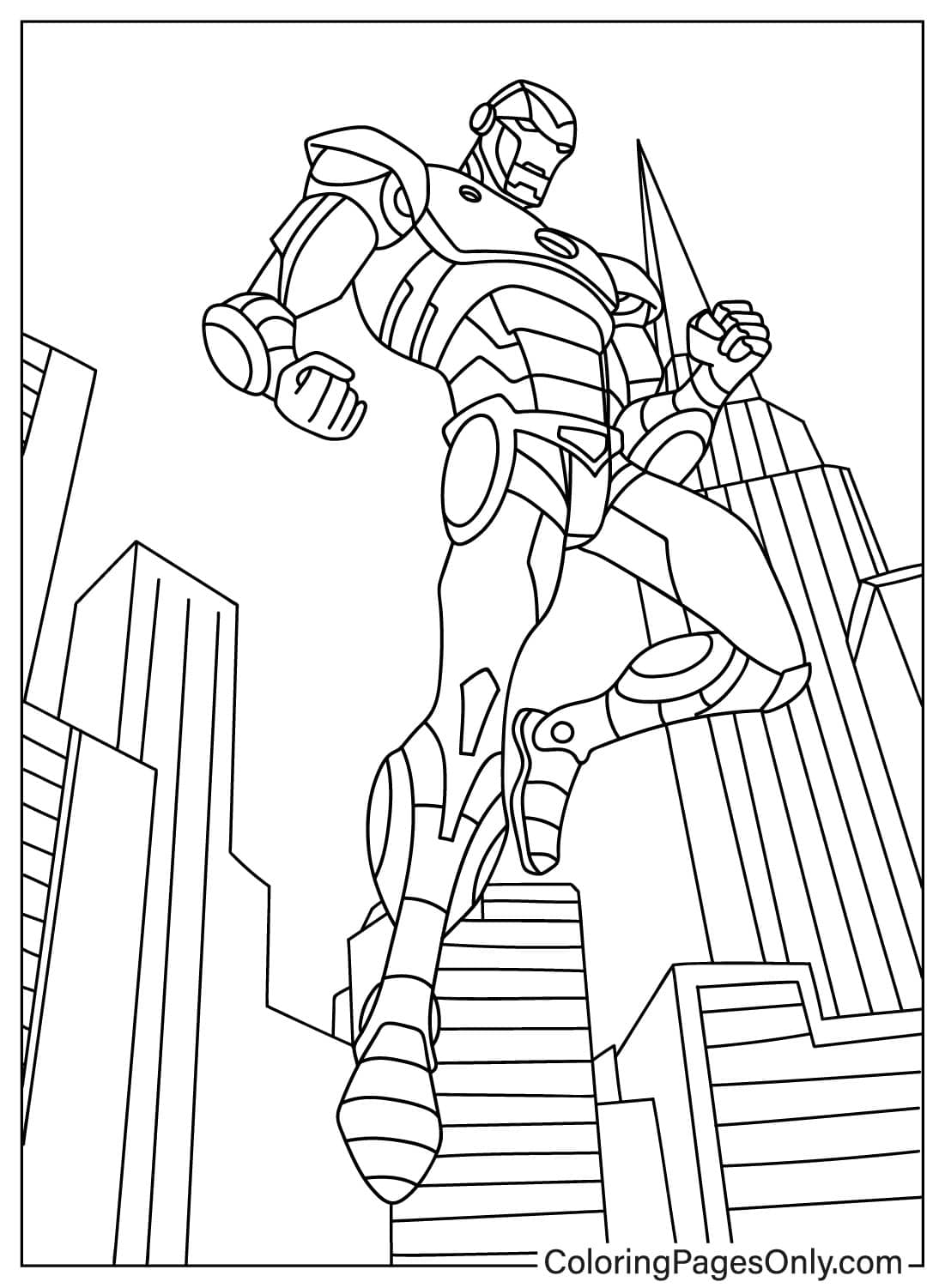 Flying Iron Man - Free Printable Coloring Pages