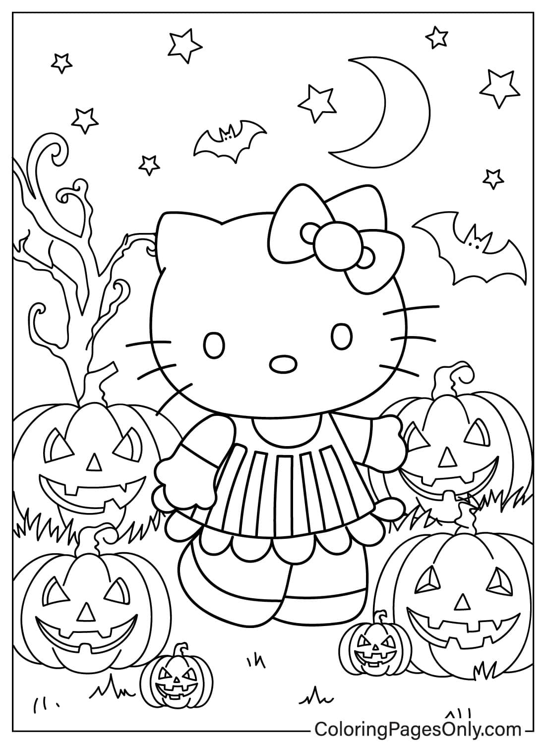 Hello Kitty La Nuit D Halloween Coloriages Gratuits à Imprimer