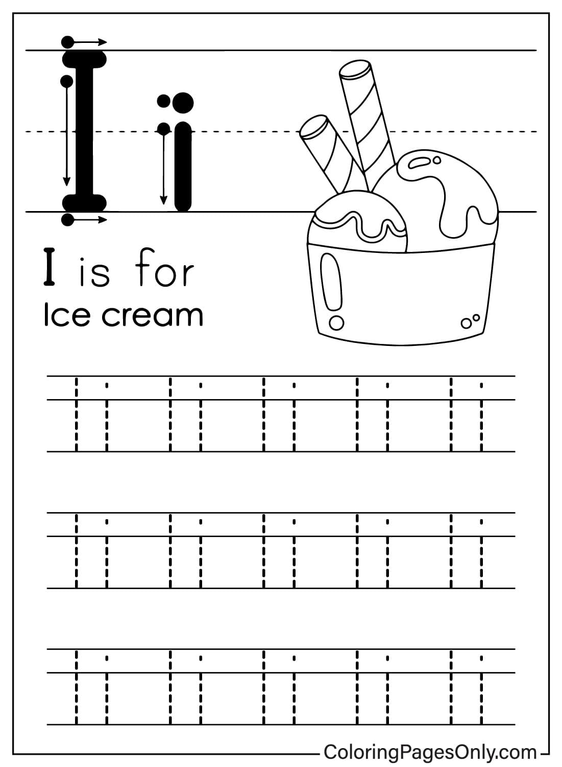 Vocabulary Letter I Free Printable Coloring Pages