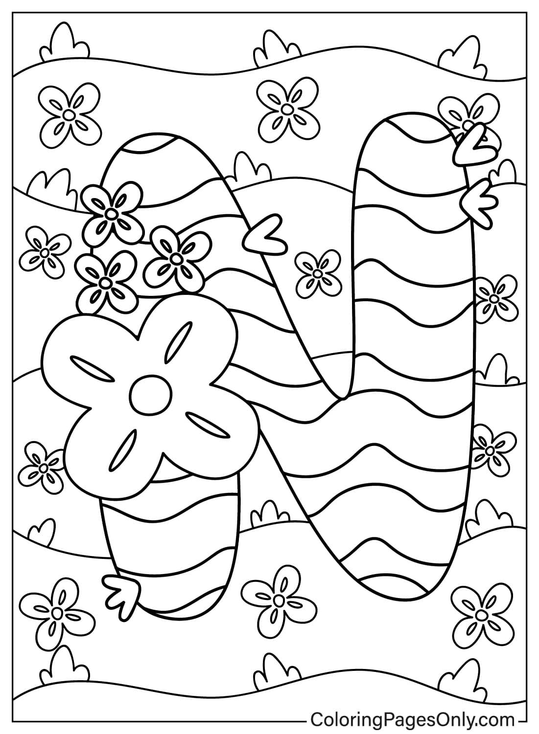 Letter N And Flowers - Free Printable Coloring Pages