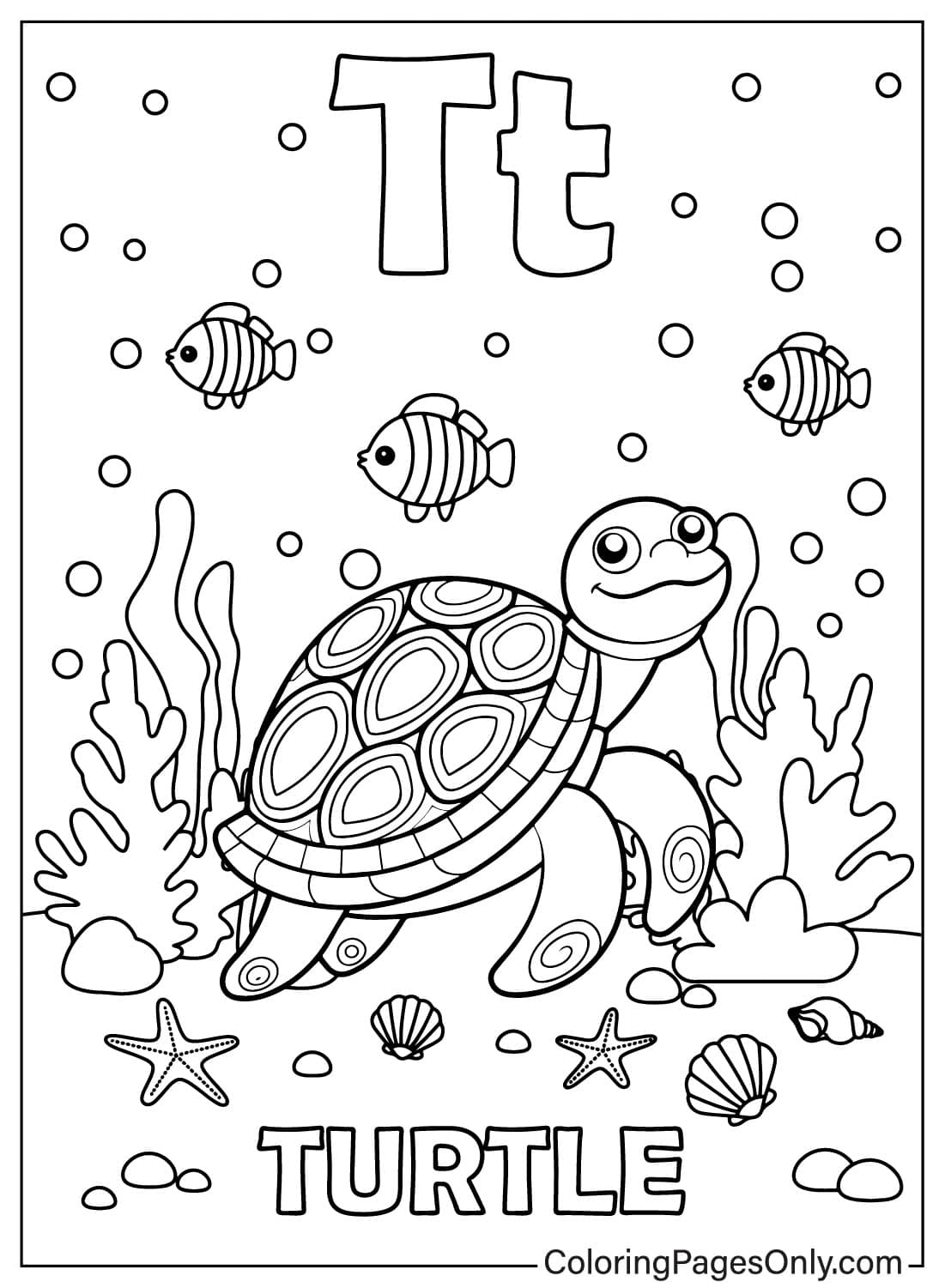 Cute Letter T Free Printable Coloring Pages
