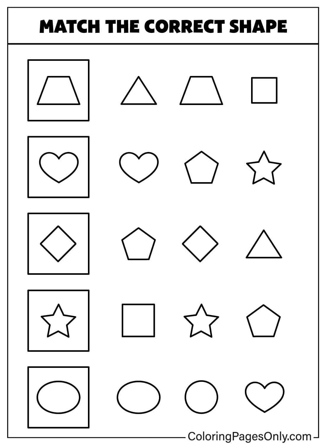 Matching The Shapes Game from Preschool