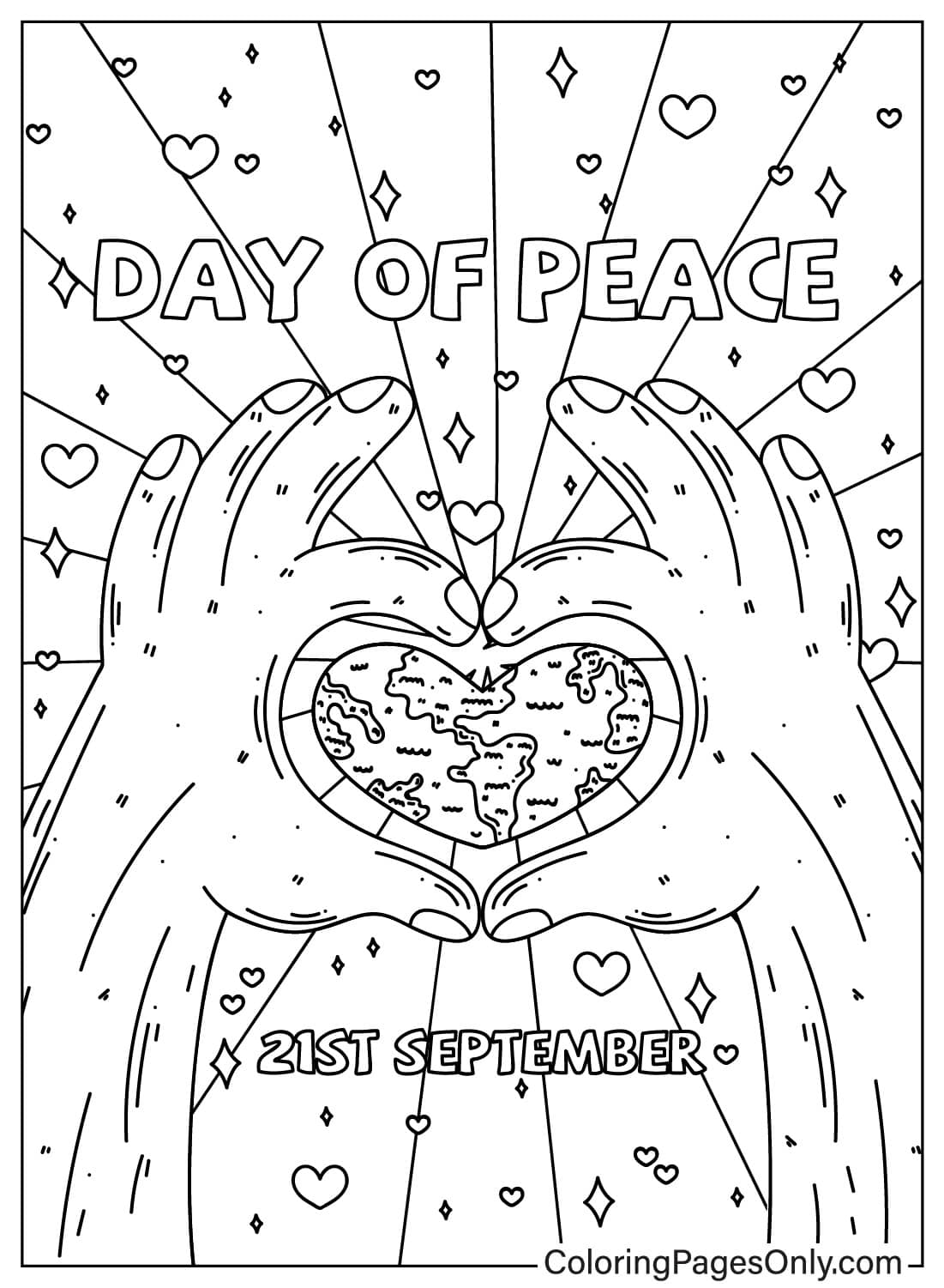 Peace Sign Held By Hands - Free Printable Coloring Pages