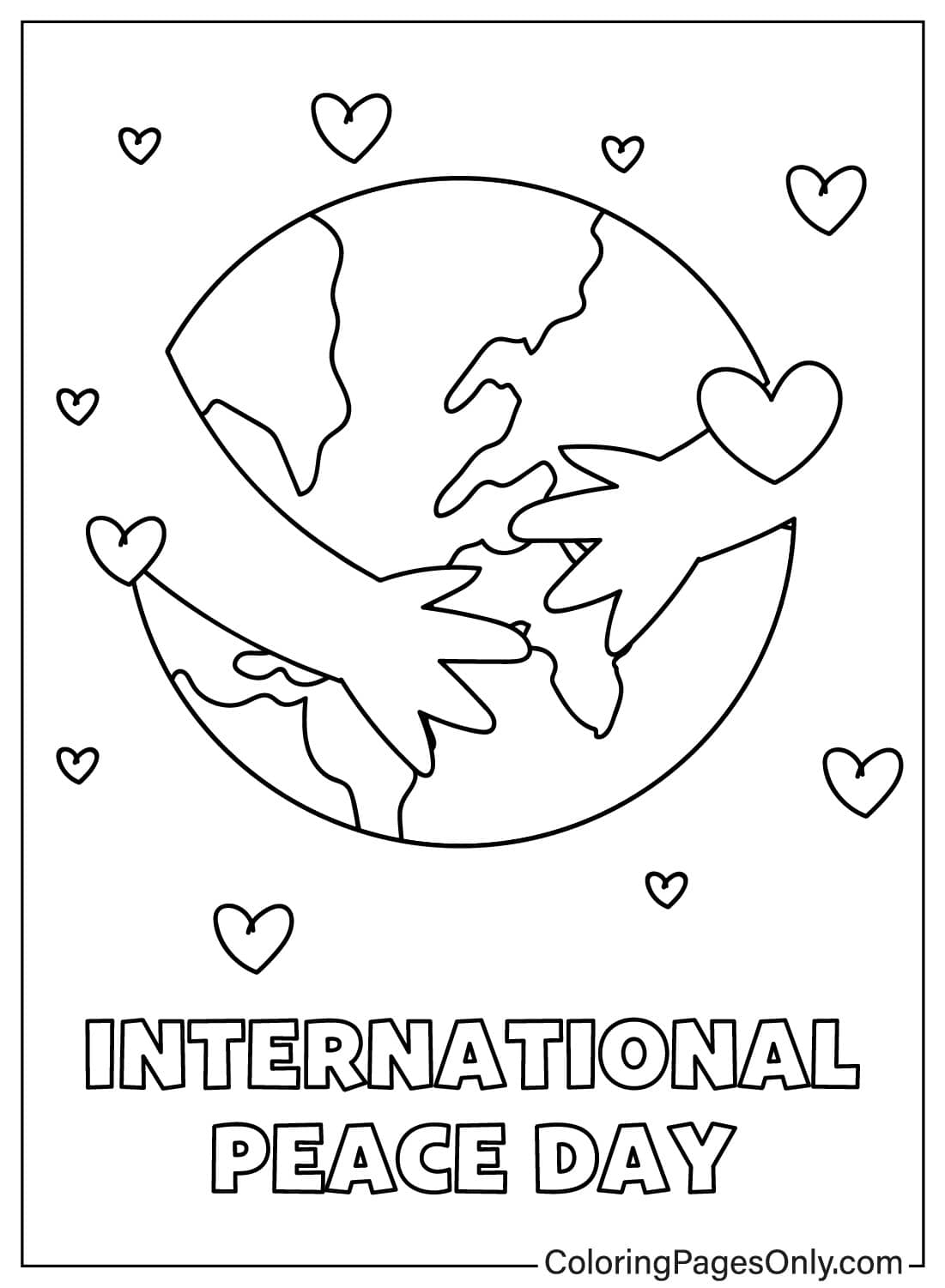 Peace Sign With Earth - Free Printable Coloring Pages