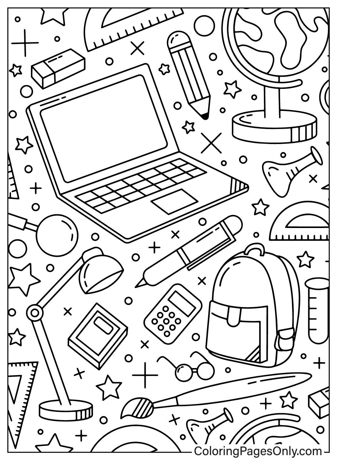 School Items For Children Free Printable Coloring Pages