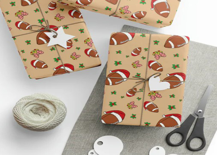 Decorating American Football Gift Wrapping Paper