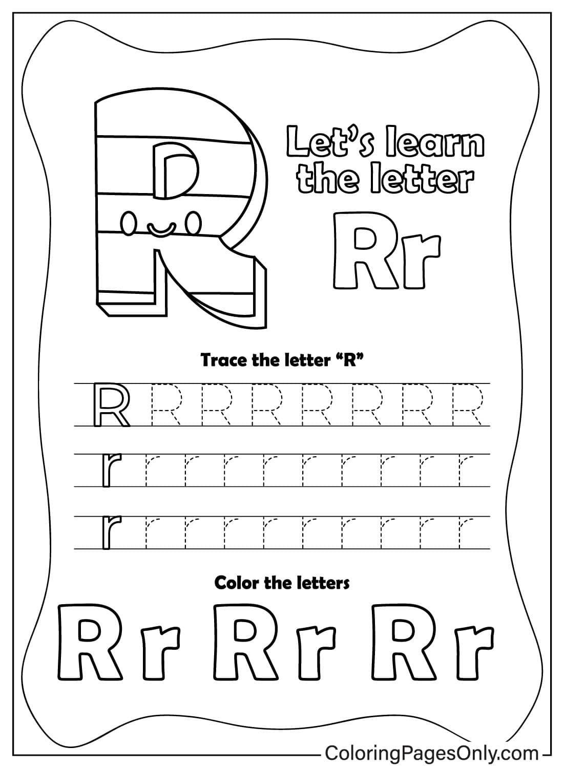 Kids Learning Letter R - Free Printable Coloring Pages