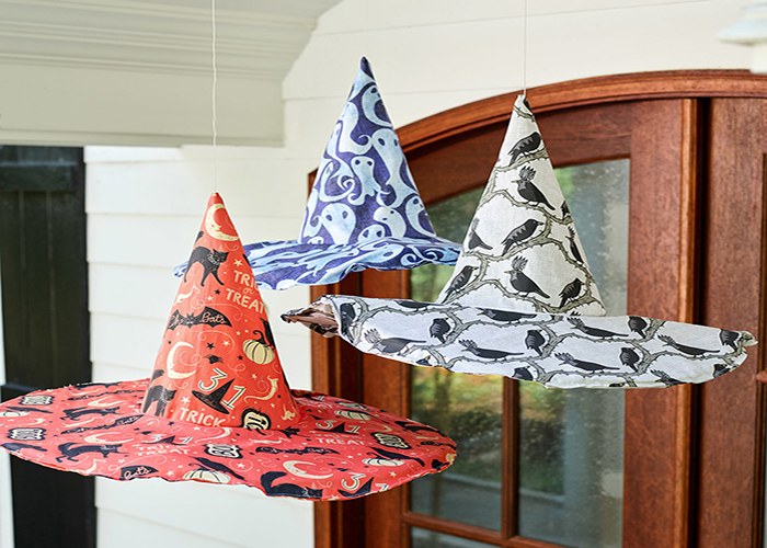 Making Spooky Hanging Witch Hats