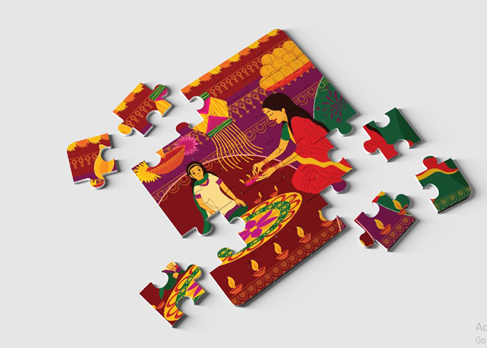 Playing Diwali Jigsaw Puzzles