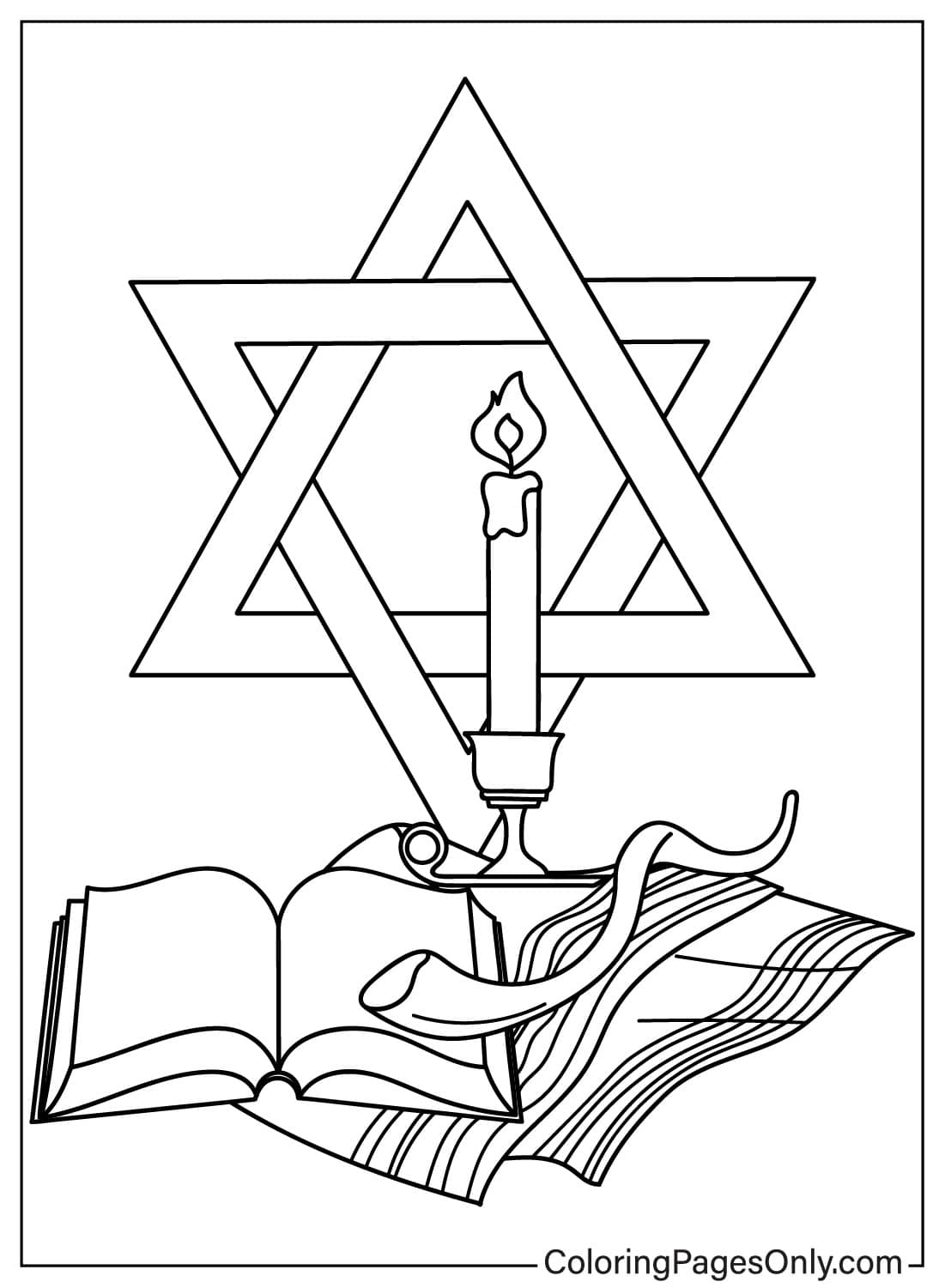 Star Of David, Candles and Bible For Rosh Hashanah Free Printable