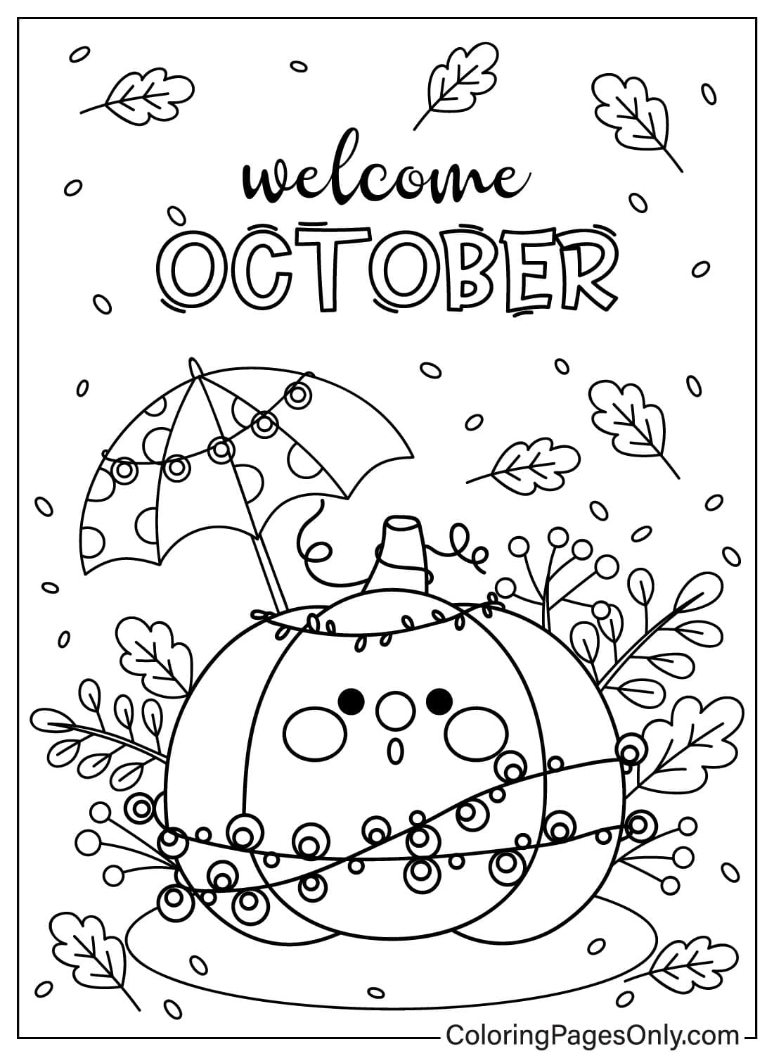 Cute Animals and October - Free Printable Coloring Pages