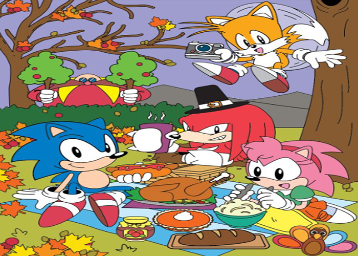 Cartoon Characters Preparing A Thanksgiving Party