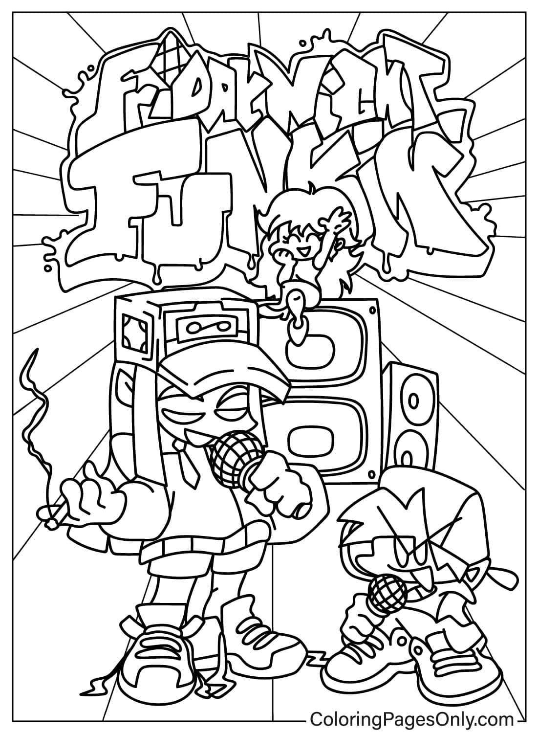 Girlfriend Friday Night Funkin - Free Printable Coloring Pages