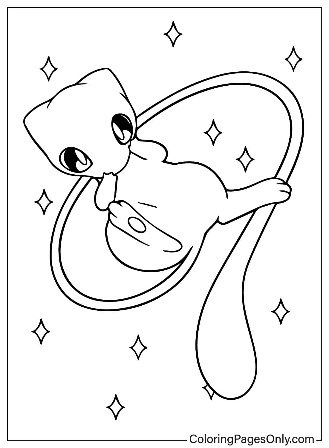 Glittering Mew - Free Printable Coloring Pages