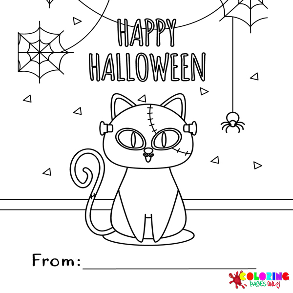 Halloween Cards Coloring Pages