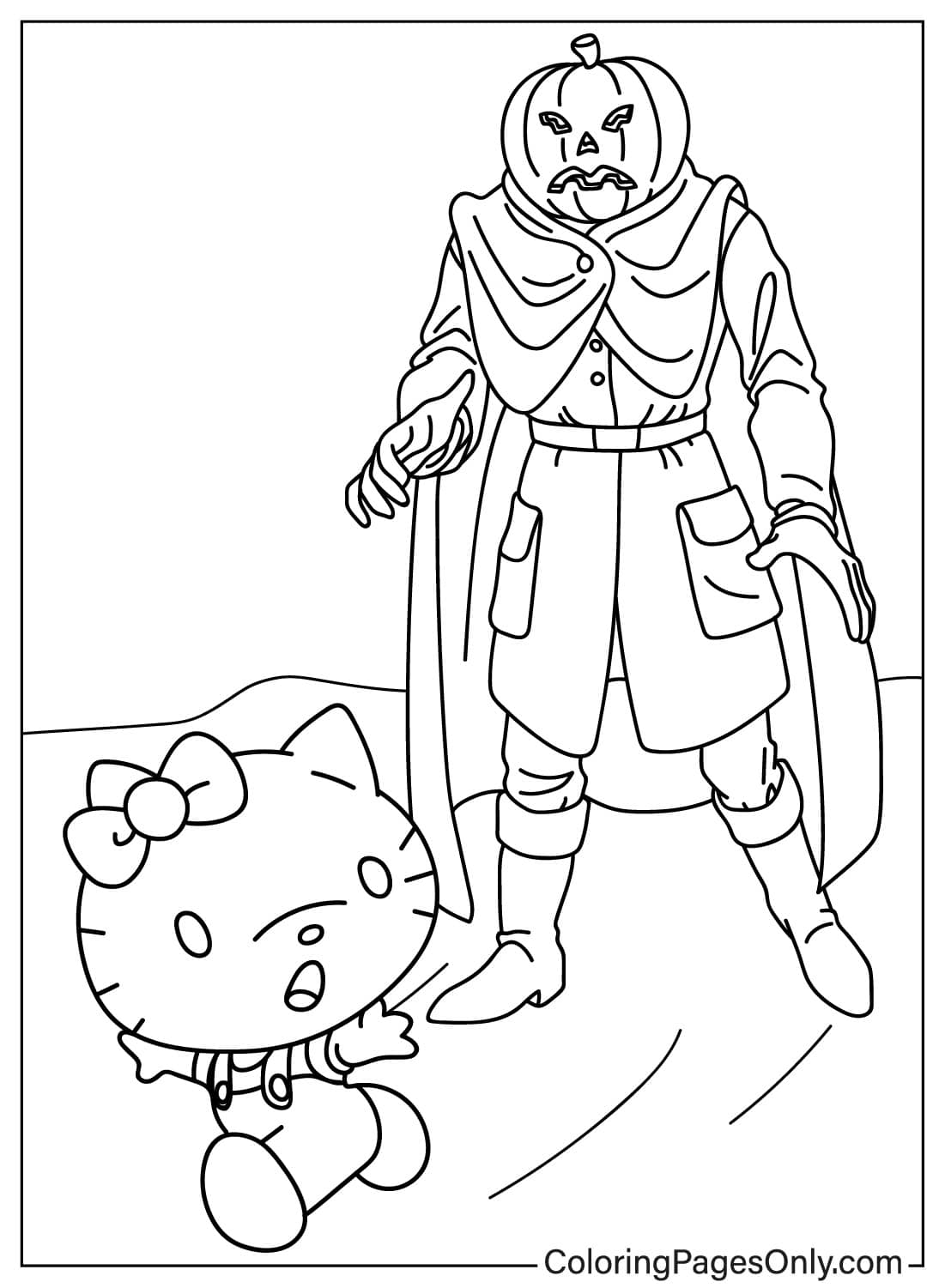 Headless Horseman And Hello Kitty - Free Printable Coloring Pages 