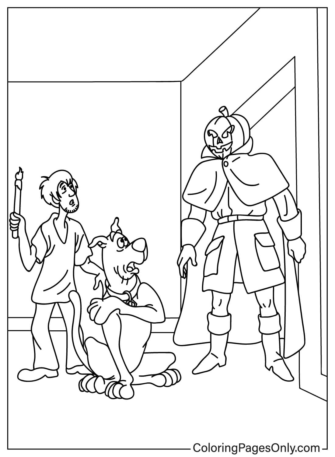 Headless Horseman With Scooby Doo - Free Printable Coloring Pages