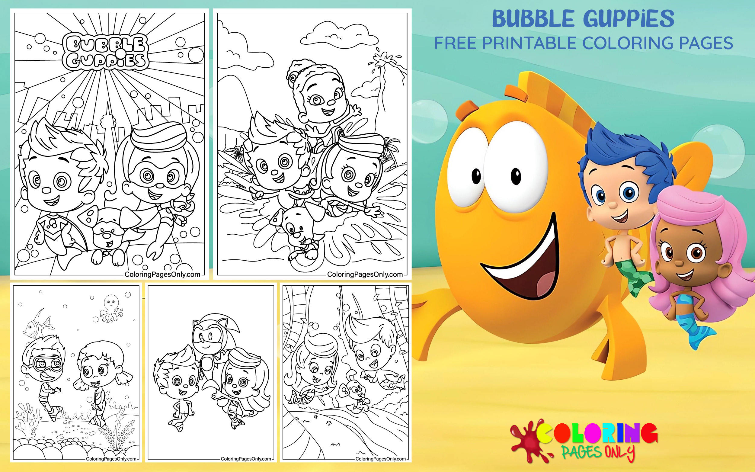 65 gratis Bubble Guppies kleurplaten voor kinderen